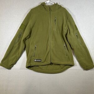 Baerskin Mens XL Tactical Fleece Hoodie Olive Green Full Zip Hooded Jacket